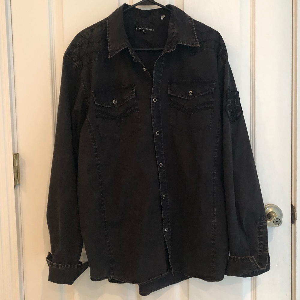 Affliction Black Premium | XL | Black Dress Shirt